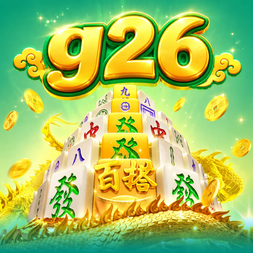 g26 Mahjong Ways 2 dengan susunan ubin mahjong piramida dan naga emas